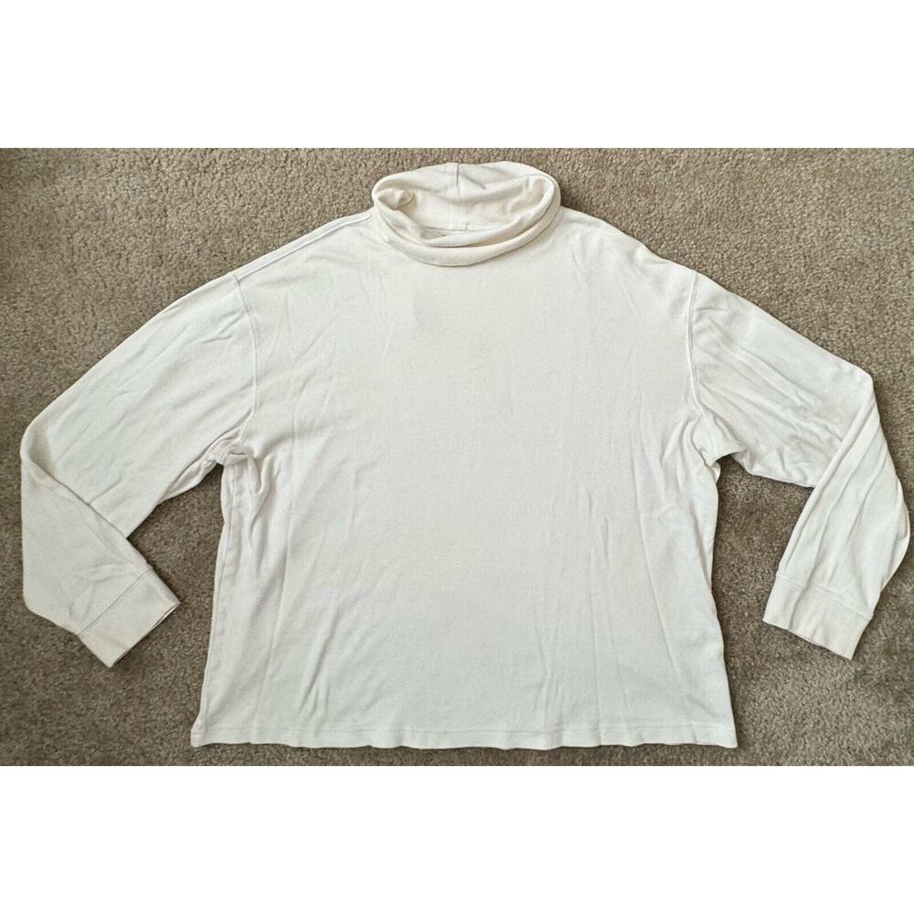 St Johns Bay Mock Neck Legacy Shirt White Long Sleeve Mens Size Large